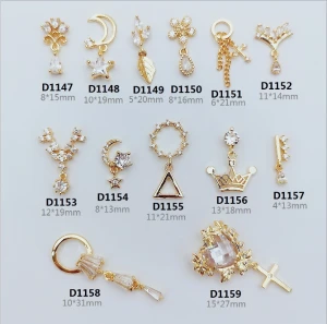 Nail jewelry manufacturers supply alloy gold color zircon diamond nail art decoration