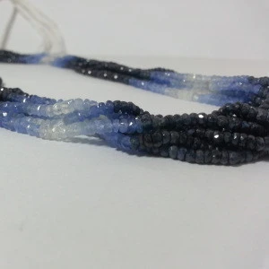 Natural Blue Sapphire Precious Faceted Rondelle Stone Beads for Jewelry Making at Wholesale Price