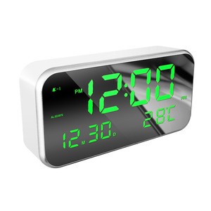 New 9&quot; Inch Large Screen USB Charge Port LED Alarm Mirror Display Home Desk Table Clock With 3 Alarm Setting