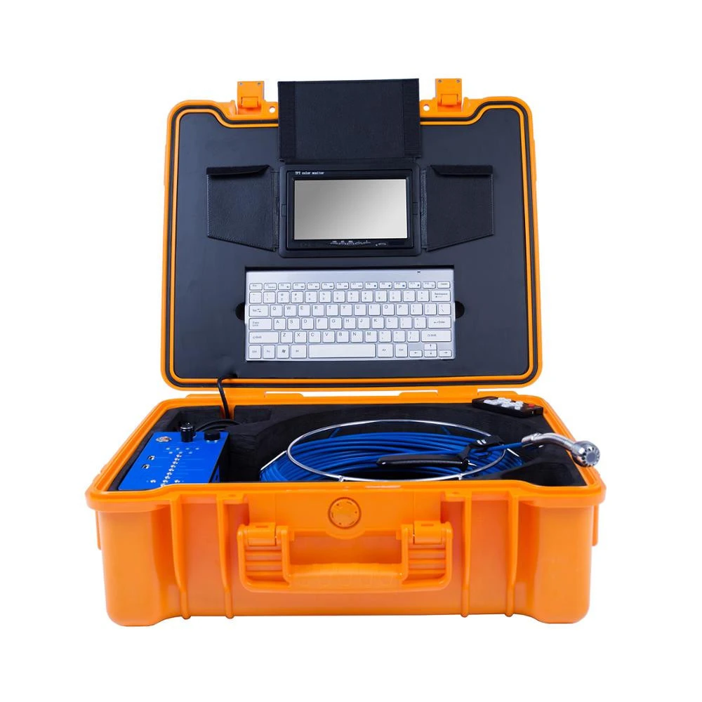 New Arrival 20m 7 inch Monitor 25mm Camera Head Sewer Pipe Inspection Camera System With Meter Counter Keyboard Typing DVR