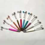 New Arrival DIY Empty Crystal Pen Four-leaf Clover Pendant Multi-color Metal Ballpoint Pen