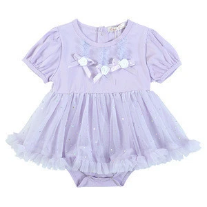 New arrival skirt for baby summer sweet party baby skirts cotton short sleeve baby girl dresses