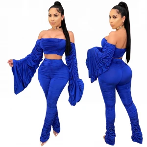 New clothing ladies sexy cute casual wrapped chest top trousers two-piece womens clothes women