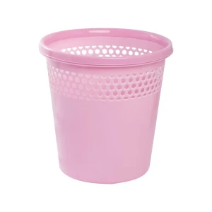 New design hollow plastic grid round trash can garbage bins waste bins for home use