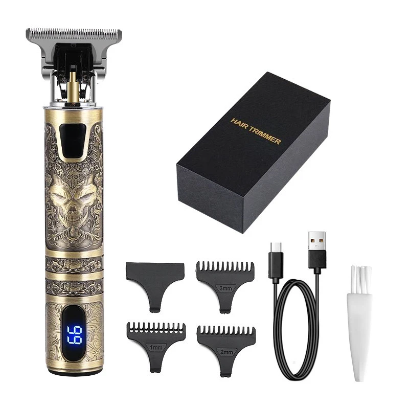 New design T blade monster hair clippers USB charging hair trimmer professional LCD bald clipper
