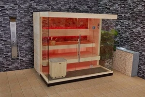 new design traditional Sauna room with salt rock