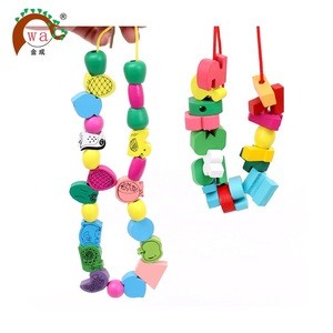 New Educational Wooden Lacing Toys Beads For Kids