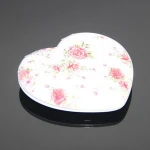 New Product Foldable Heart Shaped Floral Makeup Mirrors Girls Double Side PU Leather Pocket Cosmetic Mirror