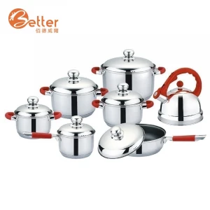 Buy New Product Stainless Steel Belly Body Shape Glass Lid Non Stick Cookware  Set Cooking Pot Kitchenware Cookware Sets from Jiangmen Baifa Industrial  Co., Ltd., China