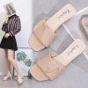 New slippers women wear high heels, chunky heels and square toe sandals