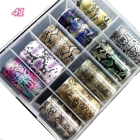 New Styles 10 Design Multi Patterns Snakeskin Grain Nail Decoration Foil Nails Wraps Transfer Sticker Nail Art Foil