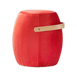 Nordic creative designer wooden bucket fabric with high density foam round stool for living room