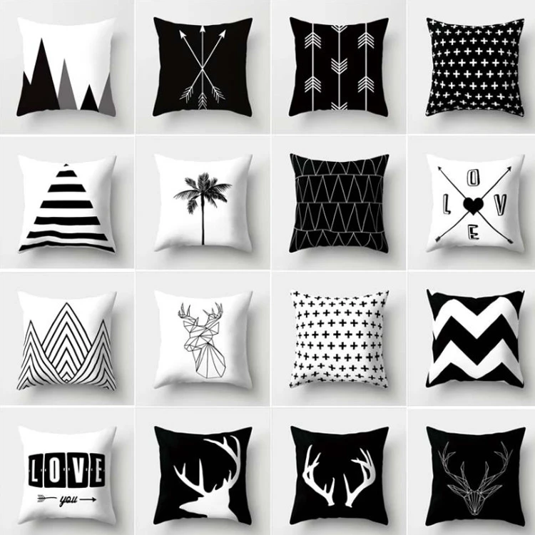Black White Geometric Cushion Cover