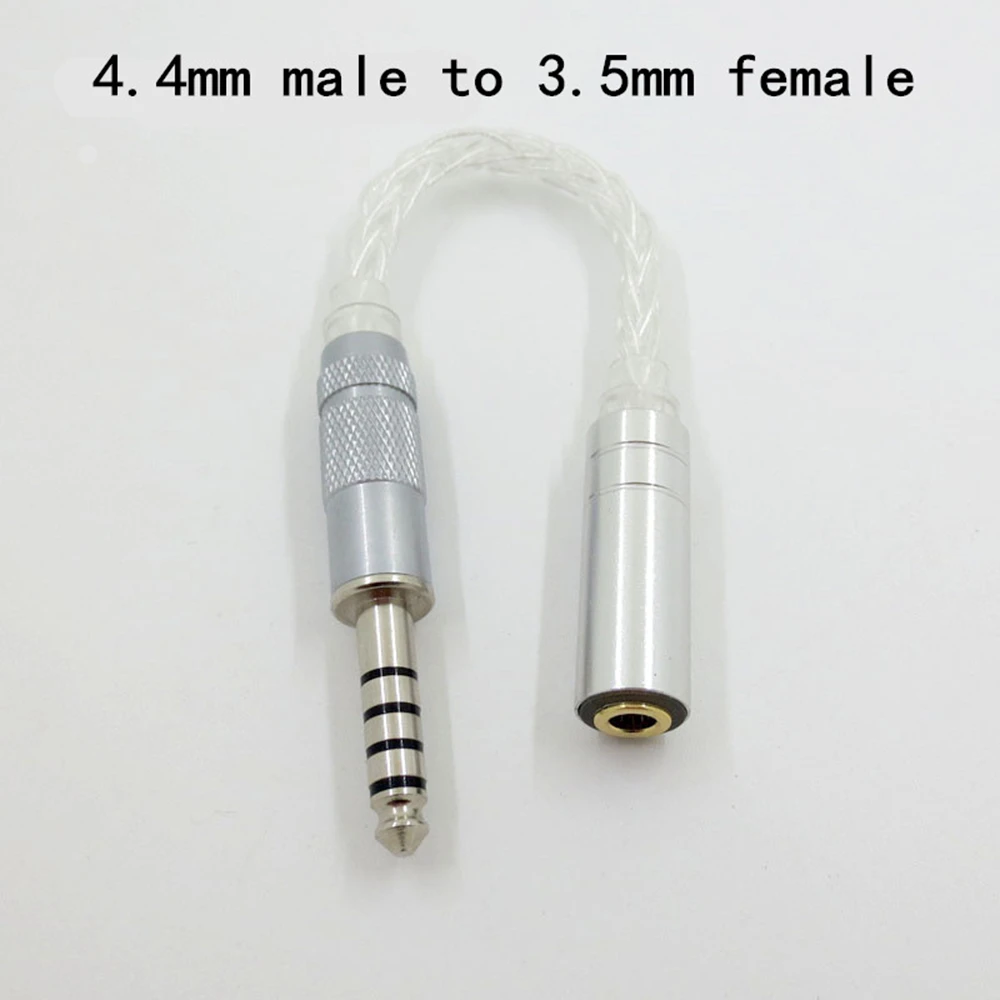 OEM 2.5 3.5 4.4 mm Male To Female Plug 8-cored OCC Silver Plated Balanced Audio Converter Cable Adapter Earphone Wire
