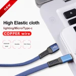 OEM fast charging blue black universal usb flat nylon data cable