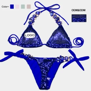 OEM&amp;ODM Rhinestone Biquini Luxury Swimsuit Set String Sexy Bikini Two Piece Swimwear
