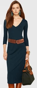 Office ladies women dress European and American style V neck slim dress with belt