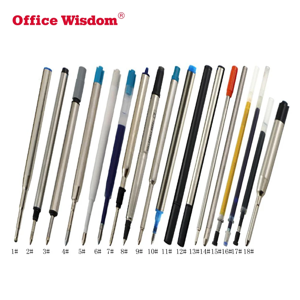 Office Wisdom ball pen ink refill white black red blue gold color silver refill pen