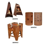 Outdoor Camping Fire Pits Corten Steel Wooden Fire Place Stove Table Set