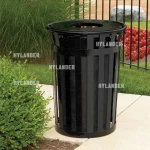 Outdoor dustbin public steel metal rubbish dust trash garbage can waste bin