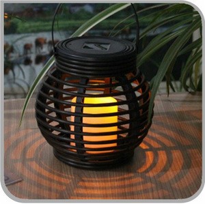 outdoor rattan solar lantern hanging basket with solar light