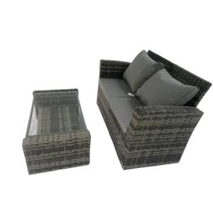 Outdoor wicker rattan 2 seat double sofa garden chair and table set furniture