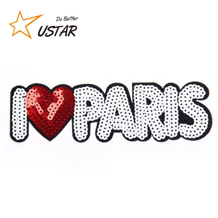 Personalized Clothing Patch Custom Sequin Applique for Garment Iron On Letters