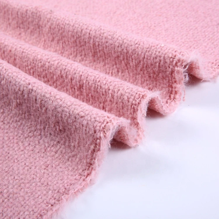 Pink woolen stock lot wool fabrics thick woven tweed fashion fabric rolls