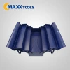Portable cantilever metal tool box with double opening lids