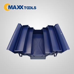 Portable cantilever metal tool box with double opening lids