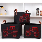 portable storage basket with PU leather handles rectangular laundry bag basket collapsible storage bag