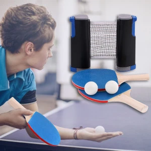 Portable Table Tennis Set Telescopic Net 1 Pair Rackets Paddles 3 Balls
