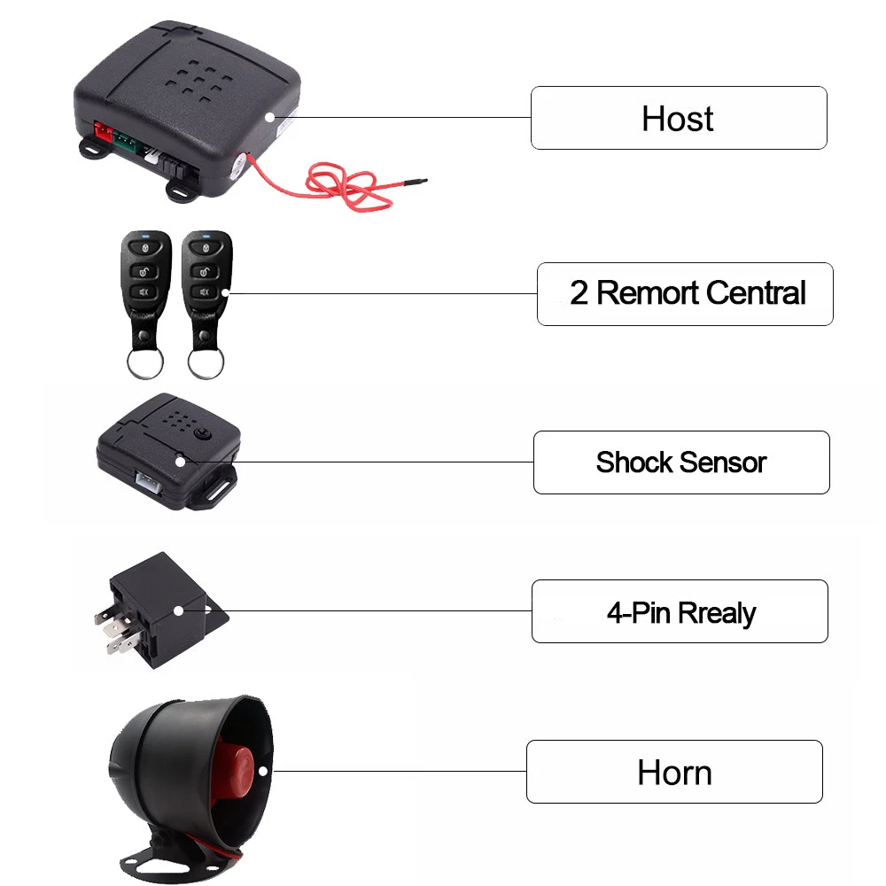 Professional design universal Anti-hijacking one way alarms car system with Remote trunk release 8 features programmable alarm