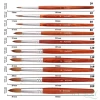 Professional Wholesale size 2-22 Red Wooden Handle Round Tip Kolinsky Sable 777 Nail Acrylic Art Brushes