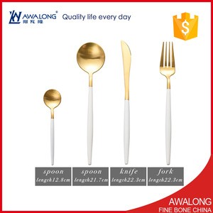 Promotion flatware gift set luxurious golden color stainless steel spoon fork and knife set