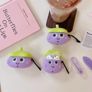 purple Eye eggplant style Protective cute Soft Silicon Earphone Case Wireless Charging Cover for Airpods 1 2 Pro 3