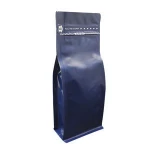 Quad seal foil flat bottom box coffee pouch,Block Bottom Kraft Box Pouch With Resealable Zipper,quad flat bottom pouch