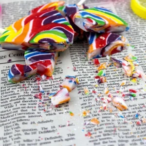 Rainbow round candy sweet stick lollipop