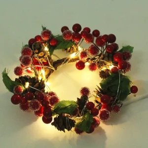 Red Christmas Decoration light Indoor Led Lights With Simulate pine cones and leaves Garland lamp