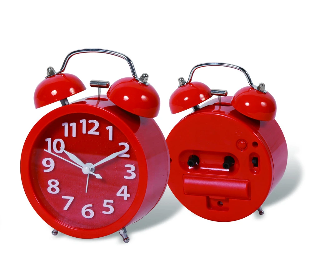 red color vintage twin bell American style table desk alarm clock for decoration