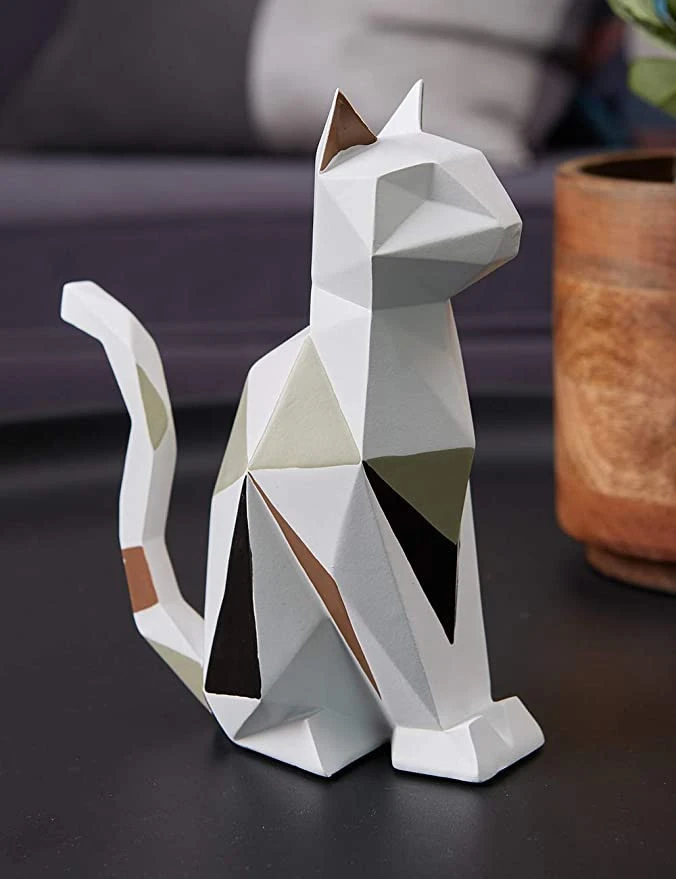 Resin Cat Figurine Geometric Cat Decor for Home Gifts Souvenirs