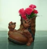 Resin Dog & Boot desktop flower vase