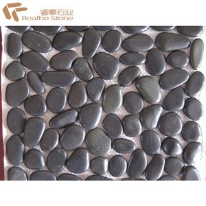 Resined Black Flat Round River Rock Pebbles Stones for Wall Cladding