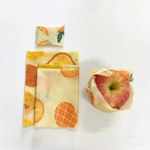 Reusable Beeswax Food Wrap Set Manufacturer Factory Price Sandwiches Bread Packing Bee Wax Wraps Custom Design Pattern Customize