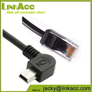 Right Angle Mini USB Wiring Adapter B Header Connector to Cat5e/RJ45/RCA Cable Socket for Cabling Ethernet