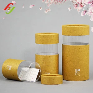 Round Paper Tube Tea Box with PVC Clear Window Luxury Fashion Paper gift Can