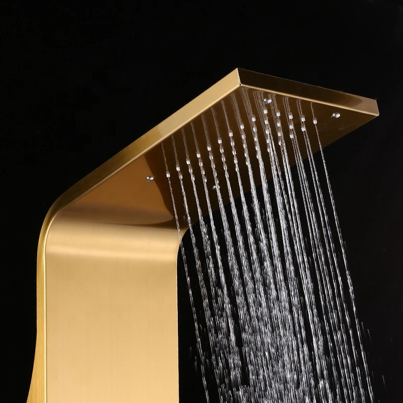 ROVATE Free Standing Shower Panel Gold 304 Stainless Steel Wall Mounted Shower Sets