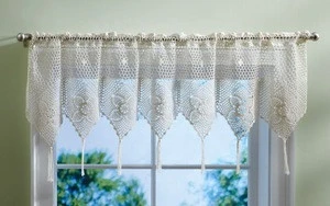 RT17005 100% Cotton and Hand crochet Lace curtain Valance
