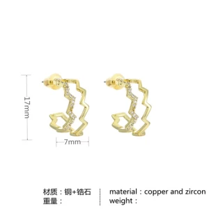 RTS zircon fashion hoop earrings women statement earrings wholesale silver and gold earrings