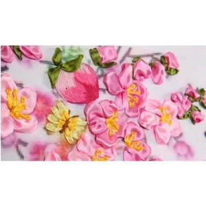 SD-4 White flower silk ribbon for embroidery cross stitch